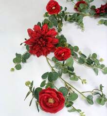 Red Eucalyptus Floral Garland For Wedding Arch Christmas Table Centerpiece And Party Backdrop Decoration - Red - View 4