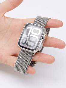 Huastonband 2片裝手錶螢幕保護貼，全覆蓋正反面，適用於手錶系列 Ultra 3/2/1、Series 11/10/9/8/7/6/5/4、SE 2，45mm 41mm 44mm 40mm、42mm 46mm，超強保護殼，適合40mm/45mm手錶，適用於戶外運動、海灘、旅行、禮物 - 銀色+透明色 - 查看 5