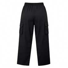 Women's Spring/Autumn Solid Color Multi-Pocket Cargo Pants, Straight Leg Zipper Outdoor Sports Long Pants - Black - View 4
