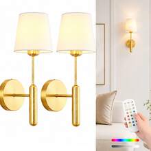 2 Sets Rechargeable Battery Powered Wall Lamps, 15 Color Temperatures Adjustable Remote Control, Battery Operated, No Wiring Needed, Suitable For Bedroom, Cabin, Bedside Reading Light - one-size - View 1