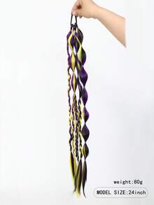 24 Inch Long Braided Ponytail Wig With Headband, Heat-Resistant Synthetic Fiber, Multiple Colors Available, Natural And Soft, Suitable For Women - Multicolor - View 3