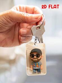 1件個性化2D平面壓克力鑰匙圈 送給爸爸，上傳您的照片進行客製化渲染，孩子送給父親的父親節禮物，感人紀念品 - As Shown - 查看 8