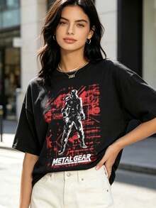 Metal Gear Solid Game T-Shirt, Round Neck, Summer Clothing, Casual, Metal Gear Solid Rising T-Shirts, Unisex, Metal Gear Solid T-Shirt, Breathable And Comfortable. - 黑6 - 查看 1