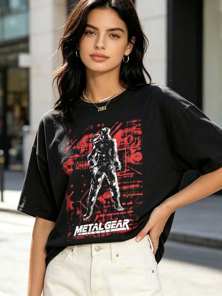 Metal Gear Solid Game T-Shirt, Round Neck, Summer Clothing, Casual, Metal Gear Solid Rising T-Shirts, Unisex, Metal Gear Solid T-Shirt, Breathable And Comfortable. - 黑6 - 查看 1