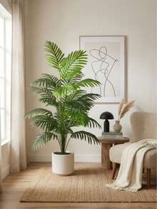 1/2Pcs 120cm Large Artificial Palm Tree, Realistic Tropical Faux Plant, Bohemian Style Home Decor, Tall Sculptural Greenery For Living Room, Office And Patio, Maintenance-Free Indoor/Outdoor Ornament, Perfect Summer Housewarming Gift - Green - View 7