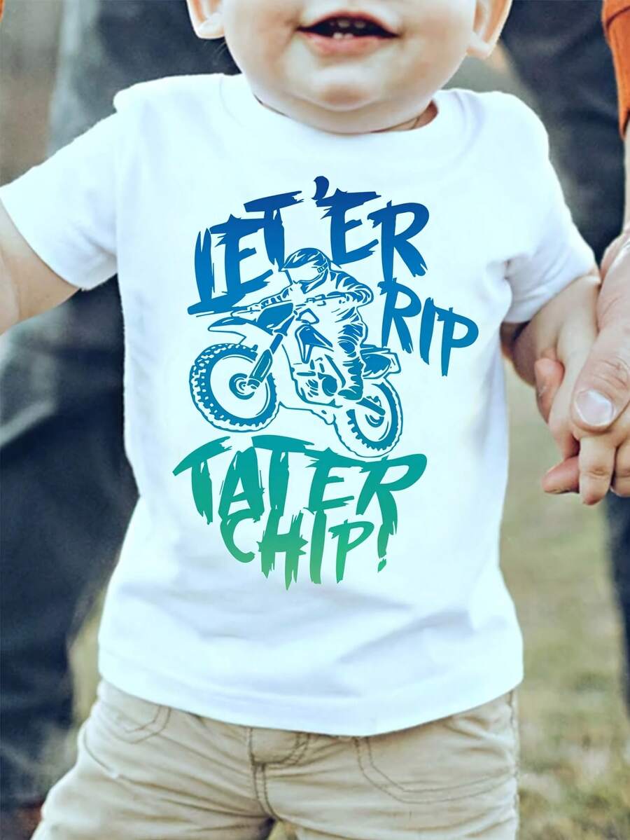 IFT'ER TATER CHIP Boys' T-Shirts With Cartoon Print, Creative, Versatile, Round Neck, Clothing For Teenagers. - 白色 - 查看 1