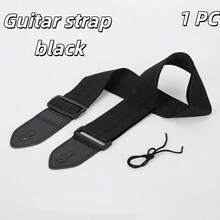 Guitar Strap Designed For Rock And Folk Music - Featuring Flame Pattern, Plaid Design, Geometric Shapes And Patterns - Suitable For All Types Of Guitars And Bass Guitars, Adjustable Length From 38 To 41 Inches - Black - View 5