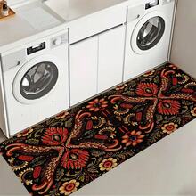 1pc, Home Decor, Bohemian Pattern Print, Linen Kitchen Rug, Kitchen Mat, Floor Mat, Bathroom Mat, Door Mat, 3D Print Rectangular, Suitable For Living Room, Bedroom, Hallway, Bathroom, Laundry Room - Polyester Rug, Suitable For Indoor And Outdoor Home Decor - Multicolor - View 5