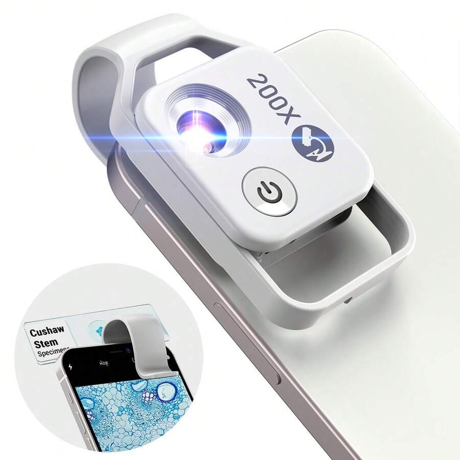 Microscopio USB APEXEL para Smartphone, Lupa Mini Portátil 200X, Filtro CPL Integrado & Luz LED, Batería Recargable de 110mAh; Microscopio para Teléfono Compatible con Casi Todos los Smartphones