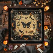 1PC Celestial Tarot Altar Cloth Suitable For Tarot Readings Moon Phase Ceremonies Meditation Spaces Table Cover For Witchcraft Practices Elegant Mandala Altar Cloth With Mystical Butterfly Design 12 Zodiac Signs Oracle Mat Boho Playmat Home Decor - Multicolor - View 4