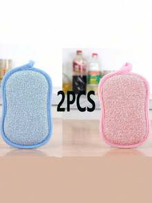 1pc/2pcs/5pcs Random Style Multi-Functional Polyurethane Sponge Scrubber, Reusable And Washable, Non-Shedding, Suitable For Pot Washing, Dish Washing, Plate Washing, Bathroom, Kitchen And Sanitary Cleaning - Blue - View 9