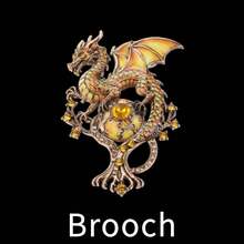 1/5 Vintage Enamel Dragon Brooch With Rhinestones, Flying Dragon Alloy Pin, Personalized Suit Coat Accessory - Style - View 5