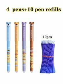 32/14/1 Erasable Pen Set, Includes 12 Pens + 20 Refills, Multiple Cartoon Pattern Center Pens, 0.5mm Blue Ink Ballpoint Pens, Built-In Eraser, Quick-Drying, Comfortable Grip, Perfect For Note-Taking And Writing, Office Supplies, School Supplies, Back To School Essential - Erasable Pen Set - View 16