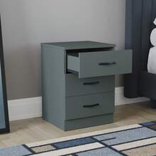 Home Discount Vida Designs Riano 3 Drawer Bedside Chest Cabinet Table Nightstand Bedroom Furniture Silver Handles Display Storage Unit - Green - Green - View 5