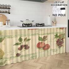 1pc, Home Decor, Fruit Pattern Printed Table Skirt, Kitchen Small Curtain, Kitchen Cabinet Cover, With Curtain Holes, Easy To Hang, Rectangular, Machine Woven, Machine Washable, Kitchen Decoration And Accessories, Perfect For Kitchen Cabinets And Home Decor - Multicolor - View 4