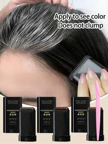 lakerain 1支 HAIRDRESSING WAND 染髮棒附內建梳子 - 簡易旋轉塗抹器，防水防汗，持久顯色，遮蓋灰/白髮，含植物角鯊烷，適合隨身補色，3色可選（黑/棕） - 彩色 - 查看 9