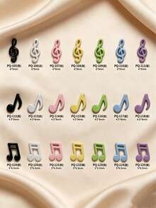20-60Pcs Encantos de Uñas con Notas Musicales Coloridas - Decoraciones de Clave de Sol 3D de Aleación, Colores de Dopamina, Para Manicura DIY - Multicolor - Ver 6