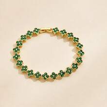 1 pieza Pulsera de flor de circonita de lujo, exquisita joyería de CZ brillante de dopamina, regalo para mujeres - Dorado - Ver 5