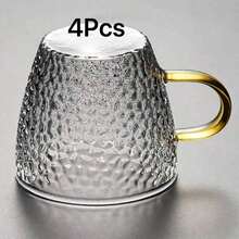 12/6/4/2pcs Set Heat & Cold Resistant Textured Glass Cups, Mini Tea Cups, Small Drinking Glasses, Glassware, Embossed Design, Art Cups, Essential For Tea, Coffee, Water, Suitable For Home & Office, A Delicate Gift - Clear - View 11