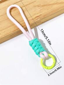 1 pieza/3 piezas/5 piezas/10 piezas Llavero de cuerda trenzada hecha a mano de colores, colgante para mochila, anillo de llaves anti-pérdida, accesorio de teléfono de cuerda corta de poliéster, colgante para funda de teléfono, llavero - Multicolor - Ver 4