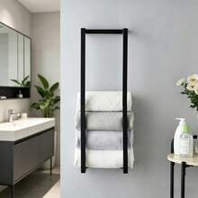 Bathroom Towel Rack, French Wall Mounted Storage Rack, Is A Space Saving Bathroom Accessory That Can Accommodate Up To 6 Large Towels. Equipped With A Storage Rack, Suitable For Hand Towels, Face Towels, And Bathrobes. - Multicolor - View 8