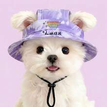 Customizable Pet Sun Hat With Name, Summer Open-Ear Sun Protection Hat For Dogs, Cute Sun Hat For Small Dogs And Cats, Available In 4 Colors, Pet Outdoor Photo Accessory - Purple Hat - View 12