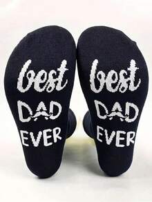 1/3 Pairs Fun Socks Designed For Dads, Lettering On Sole - Best DAD EVER ("Best Dad Ever"), Creative And Stylish Socks, Great Gift Choice - Birthday Gift, Holiday Gift - Multicolor - View 8