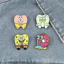 SpongeBob SquarePants SquarePants 1個角色卡通胸針 蝸牛牙齒造型琺瑯針 金屬徽章飾品 背包衣物配件禮物 - 彩色 - 查看 4