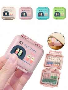 Mini 6-Compartment Portable Pill Box, Medicine Storage Box, Travel Pill Box, Printed With "My Pill Box" And Pill Pattern, 6-Compartment Small Pill Box, Sealed Pill Packaging Storage Box, 6-Day Weekly Pill Storage Box, Travel Essential Pill Box, Daily Vitamin Pill Box, Pocket Pill Box Storage Box, Exquisite Storage Box, Home Essential, Travel Essential - Multicolor - View 2
