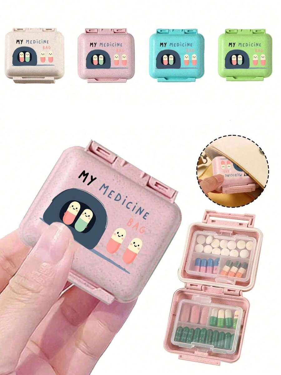 Mini 6-Compartment Portable Pill Box, Medicine Storage Box, Travel Pill Box, Printed With "My Pill Box" And Pill Pattern, 6-Compartment Small Pill Box, Sealed Pill Packaging Storage Box, 6-Day Weekly Pill Storage Box, Travel Essential Pill Box, Daily Vitamin Pill Box, Pocket Pill Box Storage Box, Exquisite Storage Box, Home Essential, Travel Essential