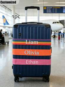 Custom Name Luggage Strap, Personalized Text Suitcase Belt, Adjustable Travel Luggage Identifier, 1PC - Multicolor - View 1