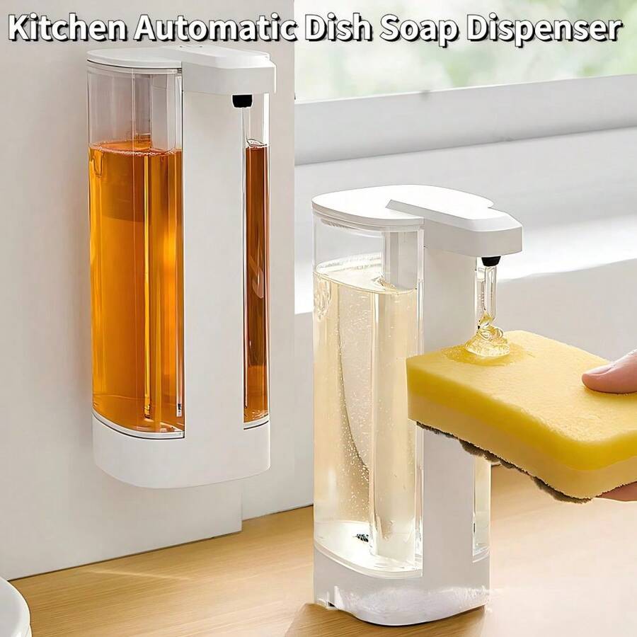 DONASIRA 1pc 500ml Extra Large Capacity Wall-Mounted Touchless Smart Infrared Automatic Soap Dispenser, Hands-Free Home Hand Soap Fast Dispensing Pump, Sensor Hand Washer/Bathroom Gadget/Cleaning Machine