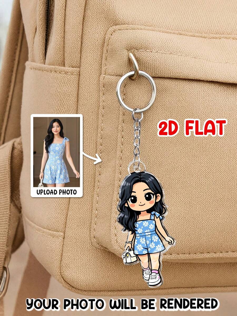 1PC 2D Flat Graduation Best Friend Acrylic Keychain, Upload Photo For Anime Style Rendering, BFF Gift For Her,Cute Purse Charm, Friendship Keepsake
