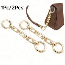 1Pc/2/3Pcs Bag Extension Chain Gold/Silver Color Optional Modification Accessory Chain Metal Texture Extended Chain Compatible With Underarm Bag Crossbody Bag Shoulder Strap Extension Buckle - Multicolor - View 2