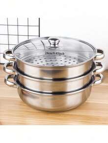 Olla vaporera de acero inoxidable reforzada, apta para uso doméstico, multifuncional, puede usarse como olla para fondue, olla para sopa y es compatible con estufa de inducción - Ver 14