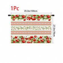 1pc, Home Decor, Strawberry Pattern Printed Table Skirt, Kitchen Small Curtain, Kitchen Cabinet Cover, With Curtain Holes, Easy To Hang, Rectangular, Machine Woven, Machine Washable, Kitchen Decoration And Accessories, Perfect For Kitchen Cabinets And Home Decor - Multicolor - View 13
