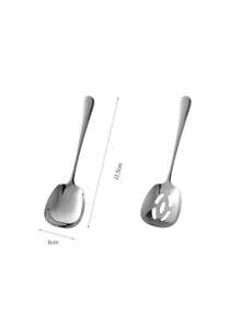 1pc Stainless Steel Serving Spoon, Thickened Long Handle, High-End Exquisite Serving Strainer Spoon For Kids And Home Use - View 7