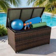 Outdoor Deck Box Storage Container - 70 Gallon, Wicker, Waterproof, For Patio - A - View 7