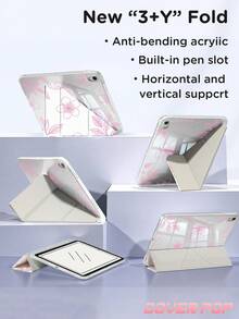 Pink Floral Pattern Protective Case, Compatible With IPad Air 4/5 10.9 Inch, 7/8/9 10.2 Inch, (A16) 11 Inch (11th Gen, 2025 Model), Built-In Apple Pencil Slot, Compatible With Samsung Galaxy Tab A9 11 Inch, Tab A9 8.7 Inch, Cute Style, Suitable For Back To School, Valentine's Day, Summer Pattern - Multicolor - View 6