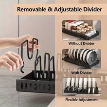 Estante para utensilios de cocina de 10 piezas para debajo del armario con 8 estantes ajustables, estante para ollas extensible, estante de almacenamiento de cocina, estante para ollas incorporado debajo del fregadero, estante de almacenamiento de utensilios de cocina ajustable, ahorra espacio. - Ver 6
