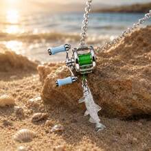 1pc Mini Fishing Reel Necklace Pendant - Silver - View 7