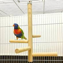 1個木製寵物鸚鵡棲木，鳥籠吊掛鞦韆梯橋，鸚鵡棲息玩具，鳥爪磨爪工具，適用於鸚鵡和小鳥 - 查看 3