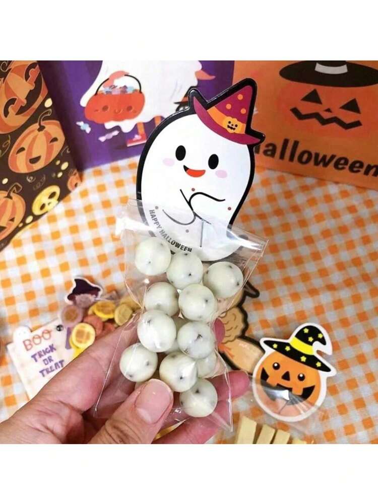 100入萬聖節南瓜與幽靈棒棒糖卡片，可愛萬聖節糖果收納卡，適用於派對贈禮、教室零食、不給糖就搗蛋與萬聖節裝飾 - 多款 - 查看 10