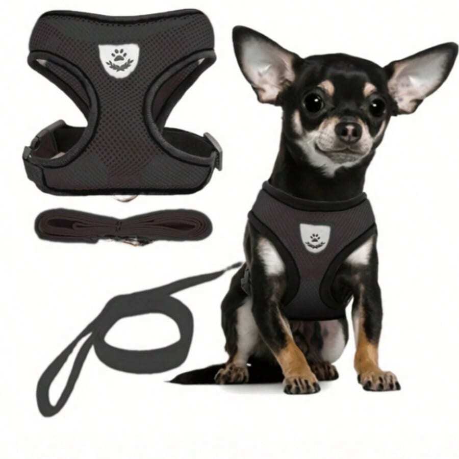 Pet Picks Pet Cat Dog Leash Set With Escape-Proof Adjustable Harness, Reflective Safety Strap And Collar, Soft Breathable Mesh Material - Burgundy - View 1