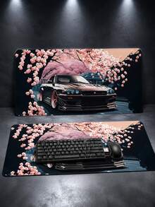 XXL Extra Large Cherry Blossom Racing Car Anime Mouse Pad, Japanese Racing Style Extended Desk Mat, High-Density Smooth Fabric Surface, Non-Slip Rubber Base, Waterproof And Anti-Curling, Gamer Gift, Graduation & New Year Gift, Suitable For E-Sports Room, Office, Study Desk, Computer Mouse Pad, Keyboard & Mouse Protector - View 9