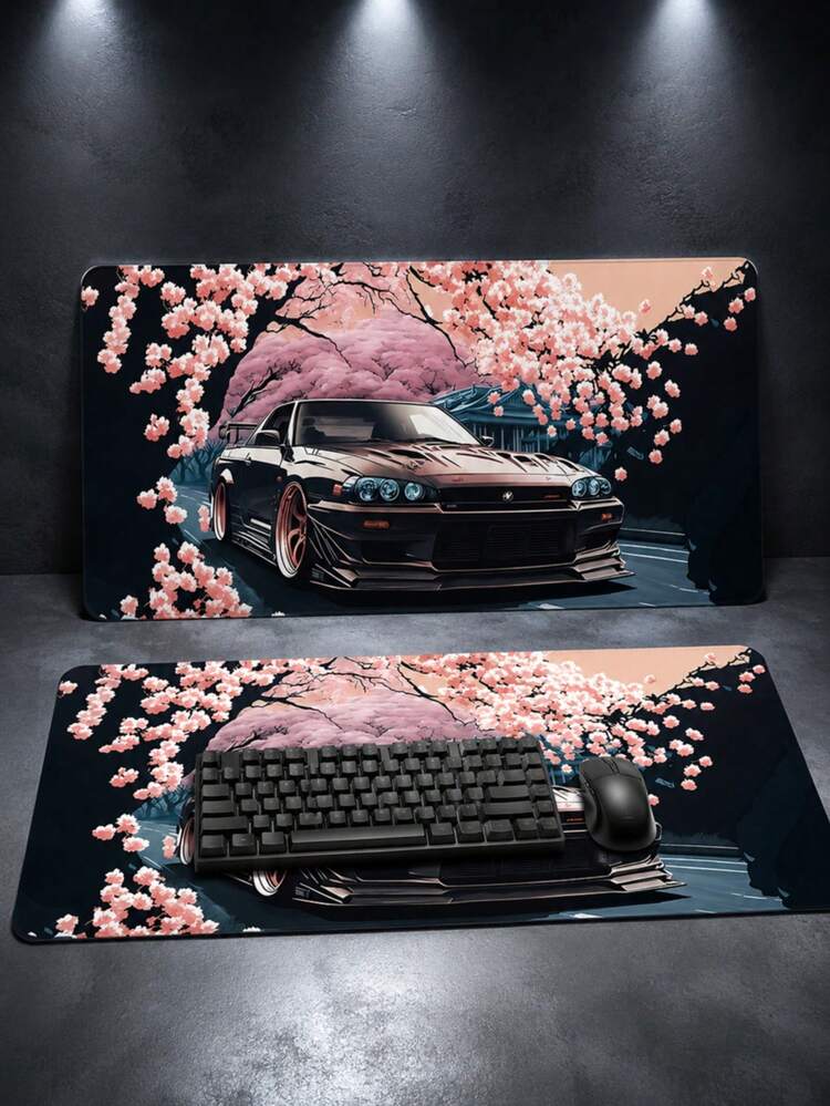 XXL 特大號櫻花賽車動漫滑鼠墊，日式賽車風格加長版桌墊，高密度光滑布面，防滑橡膠底，防水防捲曲，電競玩家禮物，畢業與新年禮物，適用於電競房、辦公室、書桌，電腦滑鼠墊，鍵盤與滑鼠保護墊 - 查看 9