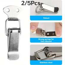 2/5Pcs Stainless Steel Box Latch Buckle Duckbill Clasp Universal Metal Clasp Accessories For Toolbox Wooden Box Beehive, Rust-Proof Corrosion-Resistant Durable - Silver - View 2