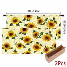 1pc, Home Decor, Sunflower Pattern Printed Table Skirt, Kitchen Small Curtain, Kitchen Cabinet Cover, With Curtain Holes, Easy To Hang, Rectangular, Machine Woven, Machine Washable, Kitchen Decoration And Accessories, Perfect For Kitchen Cabinets And Home Decor - Multicolor - View 15