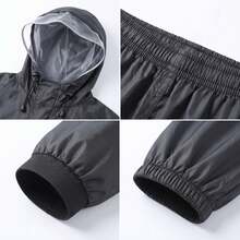 Unisex Waterproof Coverall, Black, 5cm High Visibility Reflective Band, Breathable, Night Out, One Size, All Weather Protection - A - View 5