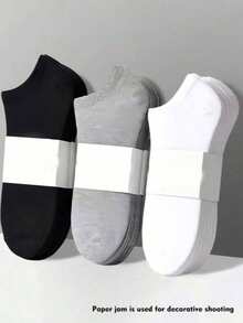 1/5/10/15/20/30 Pairs Unisex Socks, Sports Socks, White/Black/Grey Ankle Socks, Invisible Socks, Solid Color Simple Fashion, Suitable For Daily Casual Wear - Multicolor - View 1